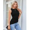 imageGRACE KARIN Womens Tank Tops 2025 Summer Tops Ruched Boat Neck Sleeveless Blouses Asymmetrical Going Out TopPure Black