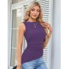imageGRACE KARIN Womens Tank Tops 2025 Summer Tops Ruched Boat Neck Sleeveless Blouses Asymmetrical Going Out TopPurple