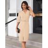 imageGRACE KARIN Womens Work Dress 34 Sleeve V Neck Bodycon Sheath Dress Zipper Up Office Business Dresses with BeltApricot
