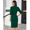 imageGRACE KARIN Womens Work Dress 34 Sleeve V Neck Bodycon Sheath Dress Zipper Up Office Business Dresses with BeltDark Green