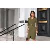 imageGRACE KARIN Womens Work Dress 34 Sleeve V Neck Bodycon Sheath Dress Zipper Up Office Business Dresses with BeltGrey Green