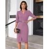 imageGRACE KARIN Womens Work Dress 34 Sleeve V Neck Bodycon Sheath Dress Zipper Up Office Business Dresses with BeltLilac