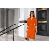 imageGRACE KARIN Womens Work Dress 34 Sleeve V Neck Bodycon Sheath Dress Zipper Up Office Business Dresses with BeltOrange