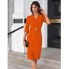 imageGRACE KARIN Womens Work Dress 34 Sleeve V Neck Bodycon Sheath Dress Zipper Up Office Business Dresses with BeltOrange