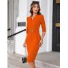 imageGRACE KARIN Womens Work Dress 34 Sleeve V Neck Bodycon Sheath Dress Zipper Up Office Business Dresses with BeltOrange