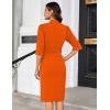 imageGRACE KARIN Womens Work Dress 34 Sleeve V Neck Bodycon Sheath Dress Zipper Up Office Business Dresses with BeltOrange