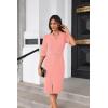 imageGRACE KARIN Womens Work Dress 34 Sleeve V Neck Bodycon Sheath Dress Zipper Up Office Business Dresses with BeltPink