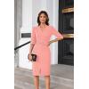 imageGRACE KARIN Womens Work Dress 34 Sleeve V Neck Bodycon Sheath Dress Zipper Up Office Business Dresses with BeltPink