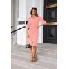 imageGRACE KARIN Womens Work Dress 34 Sleeve V Neck Bodycon Sheath Dress Zipper Up Office Business Dresses with BeltPink