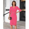 imageGRACE KARIN Womens Work Dress 34 Sleeve V Neck Bodycon Sheath Dress Zipper Up Office Business Dresses with BeltRose