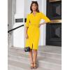 imageGRACE KARIN Womens Work Dress 34 Sleeve V Neck Bodycon Sheath Dress Zipper Up Office Business Dresses with BeltYellow