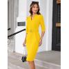 imageGRACE KARIN Womens Work Dress 34 Sleeve V Neck Bodycon Sheath Dress Zipper Up Office Business Dresses with BeltYellow