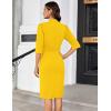 imageGRACE KARIN Womens Work Dress 34 Sleeve V Neck Bodycon Sheath Dress Zipper Up Office Business Dresses with BeltYellow