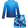 imageGRACE KARIN Boy Kids Two Piece Swimsuits Long Sleeve Rash Guard Swimwear Cute Bathing Suit Sets 512YFluid