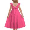 imageGRACE KARIN Girls Dress Summer Tie Back Party Dress Ruffle Sleeve Smoke Tiered Special Occasions Maxi Tween Dresses Size 514Hot Pink