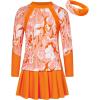 imageGRACE KARIN Girls Swimsuit Girls Long Sleeve Rash Guard 3Pieces Bathing Suit 512YOrange Flower