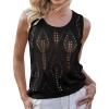 imageGRACE KARIN Womens 2025 Summer Crochet Knit Tank Tops Sleeveless Hollow Out Casual Crew Neck Sweater Vest Cover UpBlack