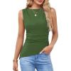 imageGRACE KARIN Womens Tank Tops 2025 Summer Tops Ruched Boat Neck Sleeveless Blouses Asymmetrical Going Out TopBright Army Green