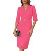 imageGRACE KARIN Womens Work Dress 34 Sleeve V Neck Bodycon Sheath Dress Zipper Up Office Business Dresses with BeltRose