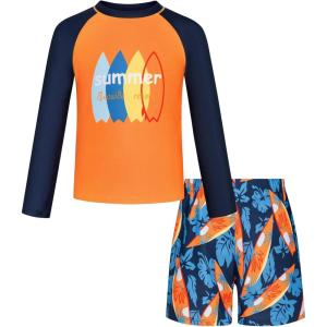 imageGRACE KARIN Boy Kids Two Piece Swimsuits Long Sleeve Rash Guard Swimwear Cute Bathing Suit Sets 512YSurfboard