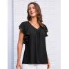 imageGRACE KARIN 2025 Womens Dressy Casual Ruffle Short Sleeve Summer Tops V Neck Loose Fit Blouse Chiffon ShirtBlack