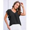 imageGRACE KARIN 2025 Womens Dressy Casual Ruffle Short Sleeve Summer Tops V Neck Loose Fit Blouse Chiffon ShirtBlack