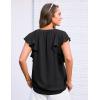 imageGRACE KARIN 2025 Womens Dressy Casual Ruffle Short Sleeve Summer Tops V Neck Loose Fit Blouse Chiffon ShirtBlack