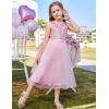 imageGRACE KARIN Flower Girl Dress VBack Sequin Party Tulle Dresses Kids Birthday Formal Wedding Pageant Princess Dress 512Pink