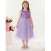 imageGRACE KARIN Flower Girl Dress VBack Sequin Party Tulle Dresses Kids Birthday Formal Wedding Pageant Princess Dress 512Purple