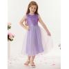 imageGRACE KARIN Flower Girl Dress VBack Sequin Party Tulle Dresses Kids Birthday Formal Wedding Pageant Princess Dress 512Purple