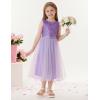 imageGRACE KARIN Flower Girl Dress VBack Sequin Party Tulle Dresses Kids Birthday Formal Wedding Pageant Princess Dress 512Purple