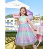 imageGRACE KARIN Flower Girl Dress VBack Sequin Party Tulle Dresses Kids Birthday Formal Wedding Pageant Princess Dress 512Rainbow