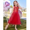 imageGRACE KARIN Flower Girl Dress VBack Sequin Party Tulle Dresses Kids Birthday Formal Wedding Pageant Princess Dress 512Red