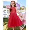 imageGRACE KARIN Flower Girl Dress VBack Sequin Party Tulle Dresses Kids Birthday Formal Wedding Pageant Princess Dress 512Red