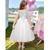 imageGRACE KARIN Flower Girl Dress VBack Sequin Party Tulle Dresses Kids Birthday Formal Wedding Pageant Princess Dress 512White
