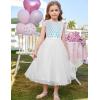 imageGRACE KARIN Flower Girl Dress VBack Sequin Party Tulle Dresses Kids Birthday Formal Wedding Pageant Princess Dress 512White