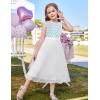 imageGRACE KARIN Flower Girl Dress VBack Sequin Party Tulle Dresses Kids Birthday Formal Wedding Pageant Princess Dress 512White