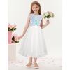 imageGRACE KARIN Flower Girl Dress VBack Sequin Party Tulle Dresses Kids Birthday Formal Wedding Pageant Princess Dress 512White