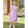 imageGRACE KARIN Girls Boho Dress Ruffle Sleeve Midi Solid Color Elastic Waist ALine Girls Summer Dresses 512YLavender