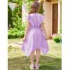 imageGRACE KARIN Girls Boho Dress Ruffle Sleeve Midi Solid Color Elastic Waist ALine Girls Summer Dresses 512YLavender