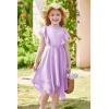 imageGRACE KARIN Girls Boho Dress Ruffle Sleeve Midi Solid Color Elastic Waist ALine Girls Summer Dresses 512YLavender