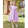 imageGRACE KARIN Girls Boho Dress Ruffle Sleeve Midi Solid Color Elastic Waist ALine Girls Summer Dresses 512YLavender