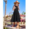 imageGRACE KARIN Girls Dresses Summer Spring Halter Maxi Dress Kids Ruffle Casual Flower Pleated Sun Dress Size 514Black