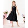 imageGRACE KARIN Girls Dresses Summer Spring Halter Maxi Dress Kids Ruffle Casual Flower Pleated Sun Dress Size 514Black