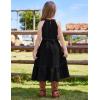 imageGRACE KARIN Girls Dresses Summer Spring Halter Maxi Dress Kids Ruffle Casual Flower Pleated Sun Dress Size 514Black