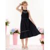 imageGRACE KARIN Girls Dresses Summer Spring Halter Maxi Dress Kids Ruffle Casual Flower Pleated Sun Dress Size 514Black