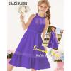 imageGRACE KARIN Girls Dresses Summer Spring Halter Maxi Dress Kids Ruffle Casual Flower Pleated Sun Dress Size 514Blue Purple
