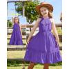 imageGRACE KARIN Girls Dresses Summer Spring Halter Maxi Dress Kids Ruffle Casual Flower Pleated Sun Dress Size 514Blue Purple