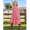 imageGRACE KARIN Girls Dresses Summer Spring Halter Maxi Dress Kids Ruffle Casual Flower Pleated Sun Dress Size 514Leather Pink