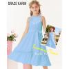imageGRACE KARIN Girls Dresses Summer Spring Halter Maxi Dress Kids Ruffle Casual Flower Pleated Sun Dress Size 514Light Blue